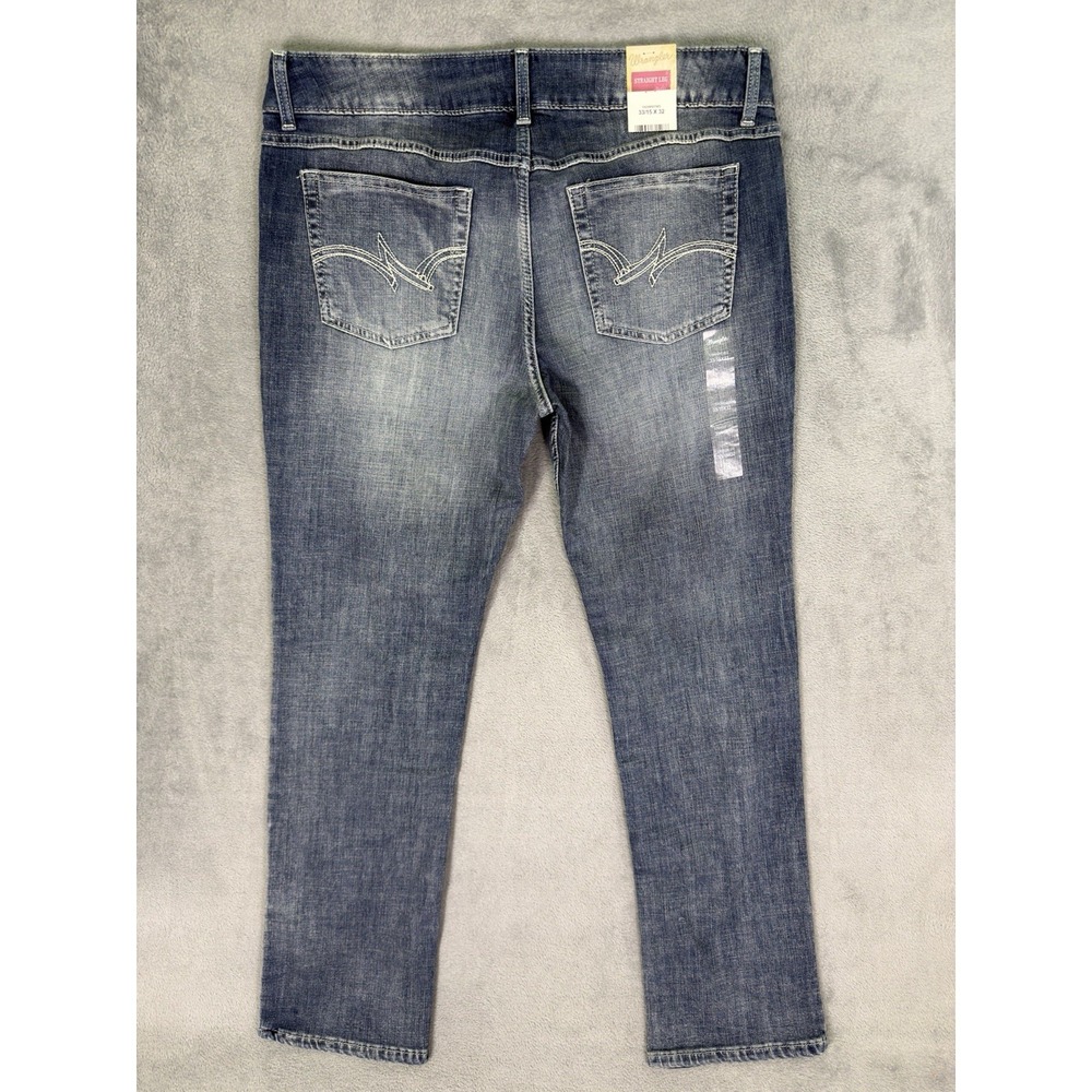 New Wrangler Jeans Womens 33/15 Blue Medium Wash Mid Rise Straight Leg Denim - Picture 2 of 9